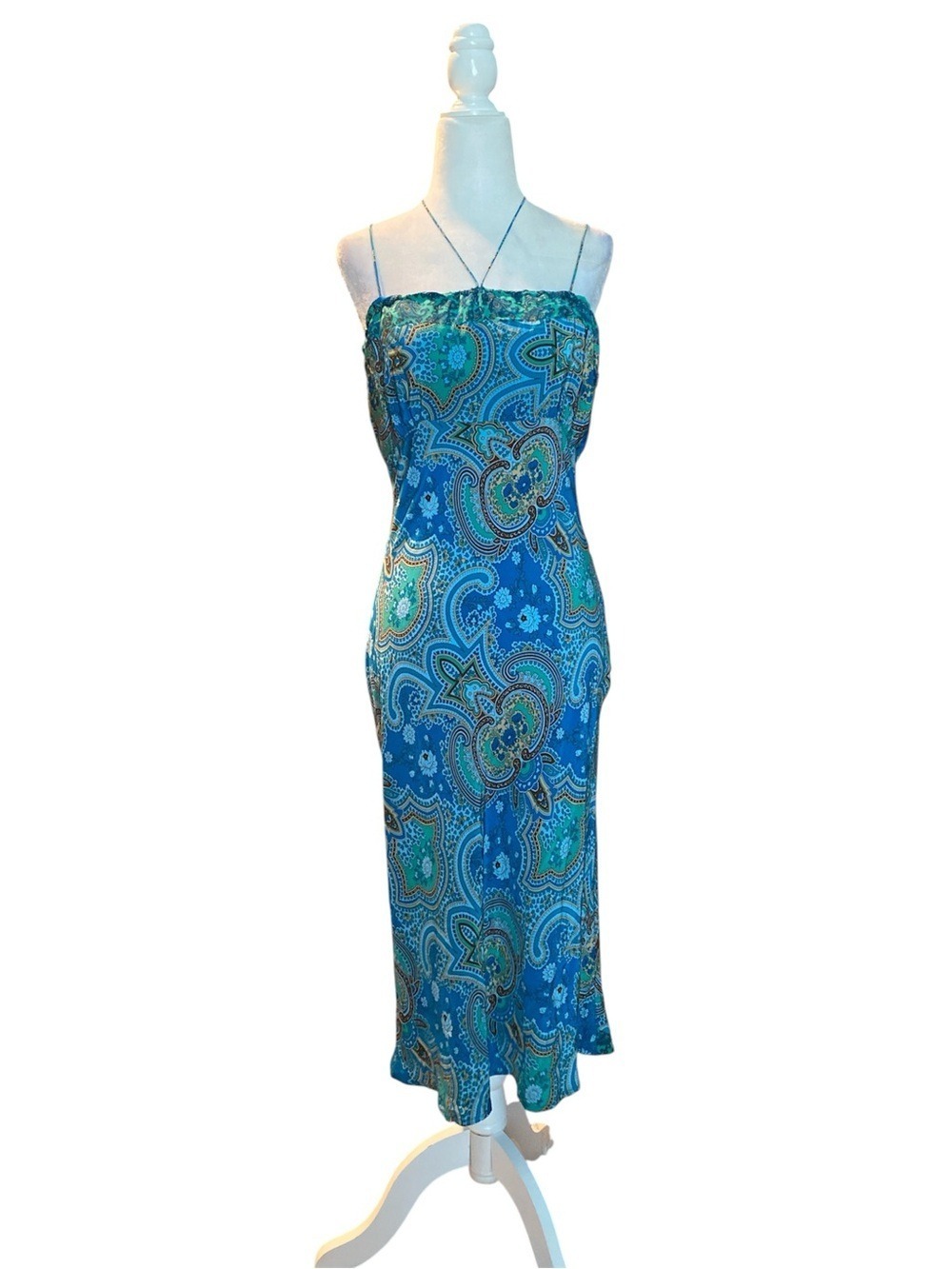 Plenty Blue Paisley Spaghetti-Strap Maxi Dress